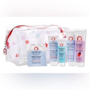 ✨ NEW FIRST AID BEAUTY SAMPLE BUNDLE SET OF 6 Clear Brand Bag ✨